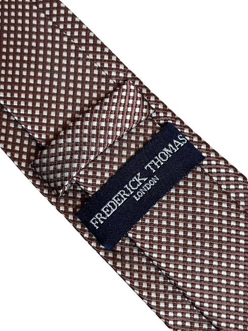chocolate coffee brown tie with white pin spots